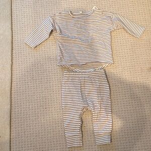 Quincy Mae Beige Striped Kids Pajama Set
